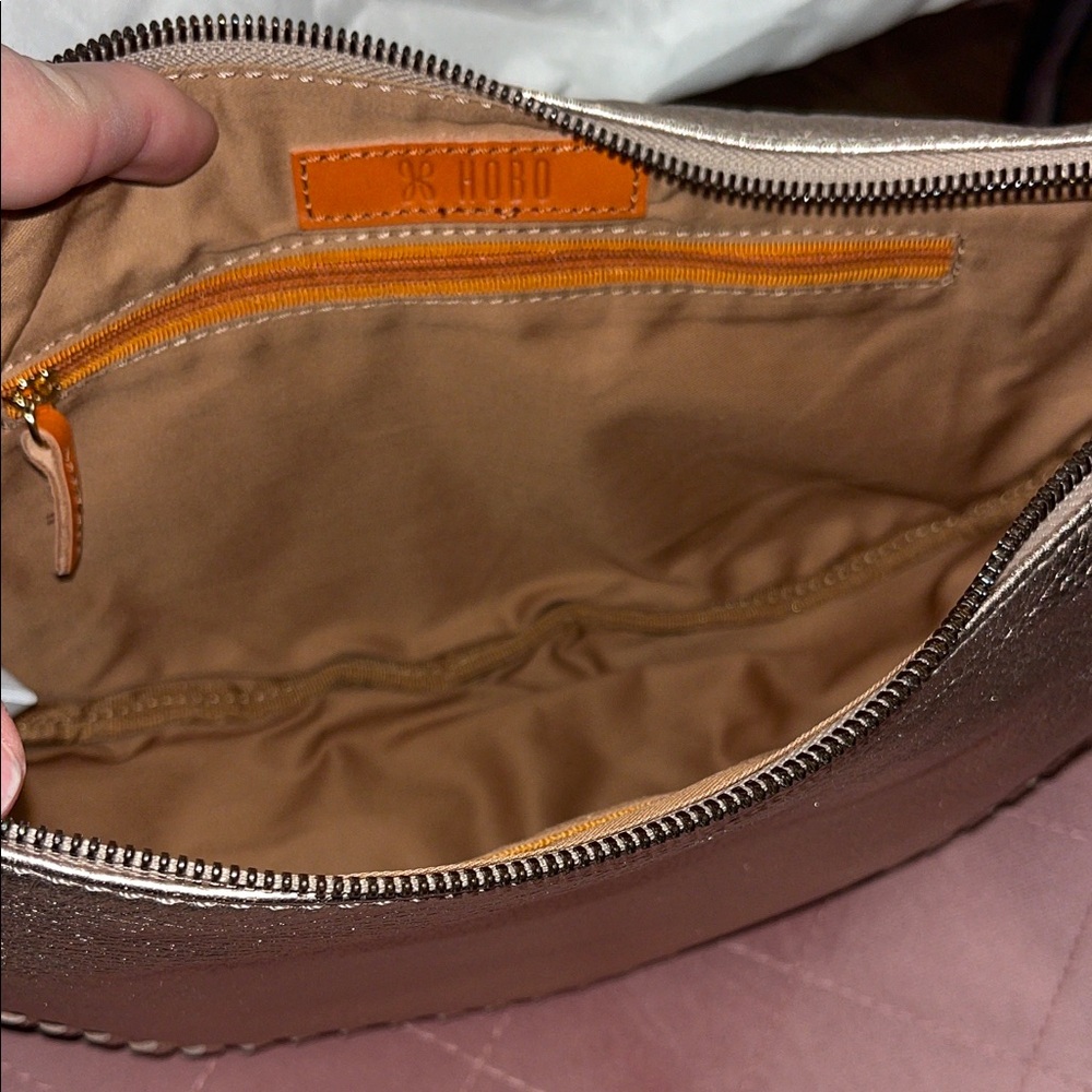 HOBO Metallic Rose Gold Crescent Hobo Shoulder Bag - Picture 4 of 9